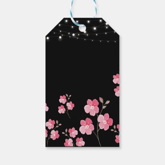 Whimsical String Lights Zwart Vrijgezellenfeest Cadeaulabel (Achterkant)