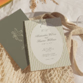 Whimsical Stripe Green bruiloft uitnodiging