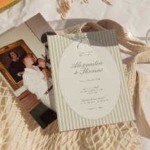 Whimsical Stripe Green bruiloft uitnodiging