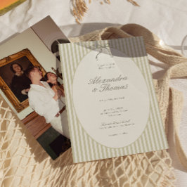 Whimsical Stripe Green bruiloft uitnodiging