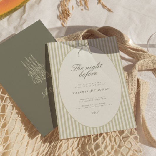 Whimsical Stripe Green Huwelijksrepetitie Kaart