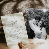 Whimsical Stripe Green Wedding Bedankt Card Kaart