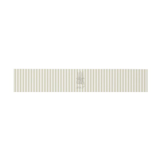 Whimsical Stripe Green Wedding Belly Band Uitnodigingen Wikkel (Vlak)