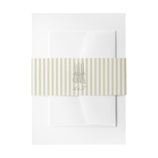 Whimsical Stripe Green Wedding Belly Band Uitnodigingen Wikkel (Voorkant Voorbeeld)