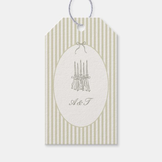 Whimsical Stripe Green Wedding Favoriet Label Cadeaulabel (Voorkant)