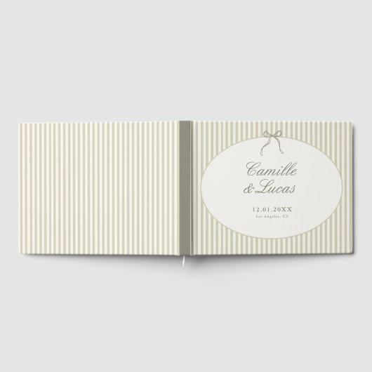Whimsical Stripe Green Wedding Gastenboek (Volledig)