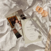 Whimsical Stripe Green Wedding Invitation Kaart