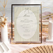 Whimsical Stripe Green Wedding Menu Kaart