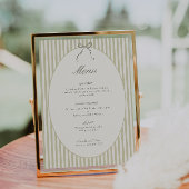 Whimsical Stripe Green Wedding Menu Kaart