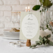Whimsical Stripe Green Wedding Menu Kaart