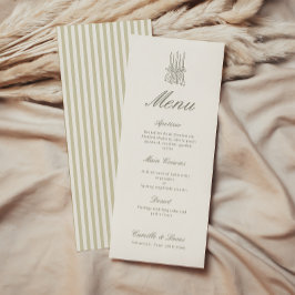 Whimsical Stripe Green Wedding Menu uitnodiging