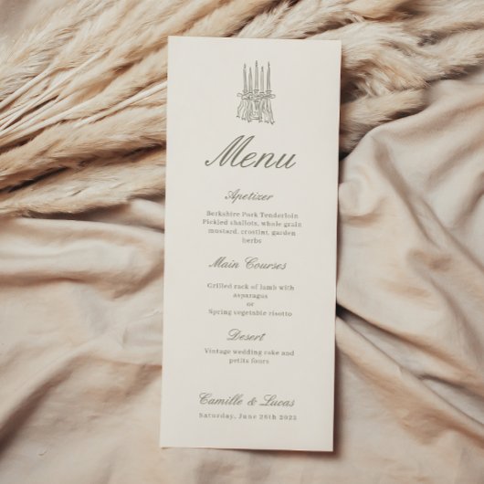 Whimsical Stripe Green Wedding Menu uitnodiging