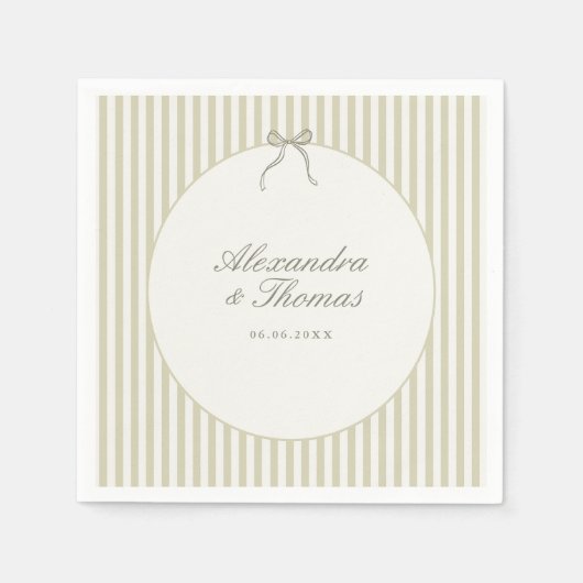 Whimsical Stripe Green Wedding Napkins Servet (Voorkant)