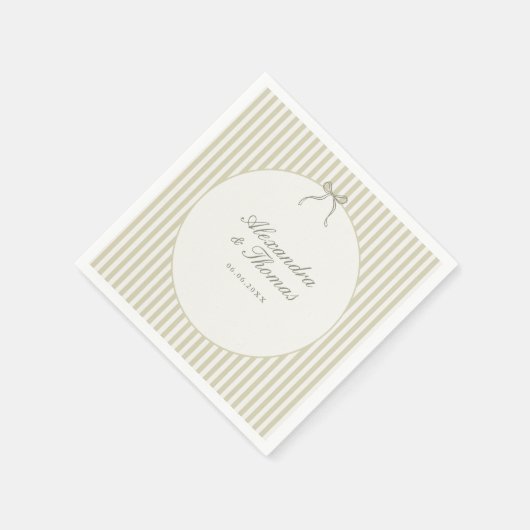 Whimsical Stripe Green Wedding Napkins Servet (Hoek)