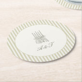 Whimsical Stripe Green Wedding Ronde Kartonnen Onderzetter (Gebogen)