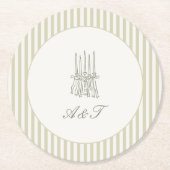 Whimsical Stripe Green Wedding Ronde Kartonnen Onderzetter (Voorkant)