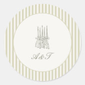 Whimsical Stripe Green Wedding Ronde Sticker (Voorkant)