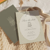 Whimsical Stripe Green Wedding Save the Date Kaart
