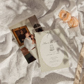 Whimsical Stripe Green Wedding Save the Date Kaart