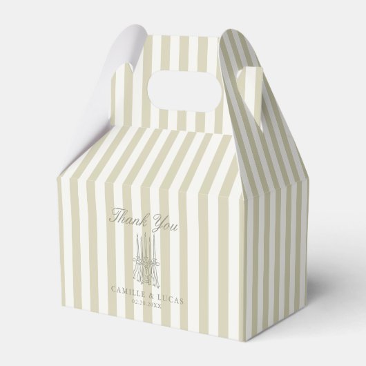 Whimsical Stripe Groen Huwelijk  Bedankdoosjes (Voorkant Zijde)