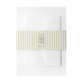 Whimsical Stripe Groene Huwelijksbuikband Uitnodigingen Wikkel