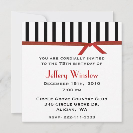 Whimsical Striped Birthday Invitation Kaart (Voorkant)