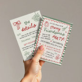 Whimsical Striped Friendsmas Christmas Party Kaart