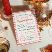 Whimsical Striped Friendsmas Christmas Party Kaart