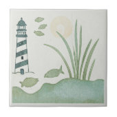 Whimsical Striped Lighthouse and Fish ID1206 Tegeltje (Voorkant)