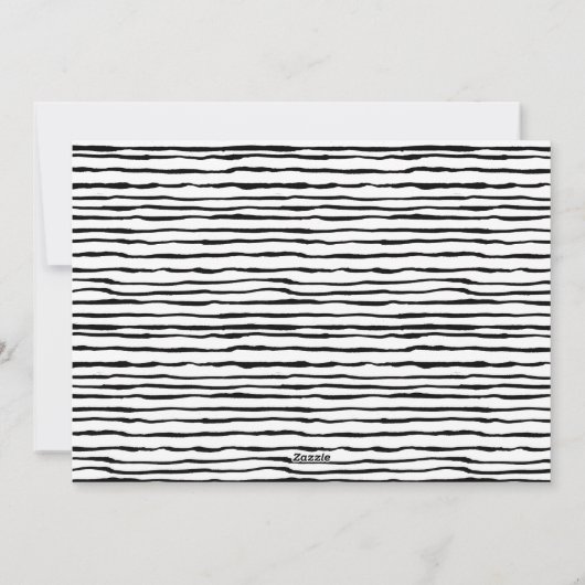 Whimsical Stripes Black White, met kerstmis Feestdagenkaart (Achterkant)