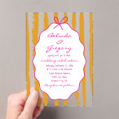Whimsical Stripes Handwritten Painted Wedding  Acryl Uitnodigingen (Insitu (Draagbaar))
