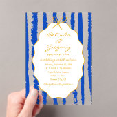 Whimsical Stripes Handwritten Painted Wedding Acryl Uitnodigingen (Insitu (Draagbaar))
