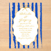 Whimsical Stripes Handwritten Painted Wedding  Acryl Uitnodigingen (Voorkant)