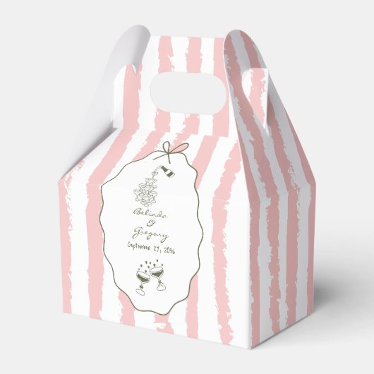 Whimsical Stripes Handwritten Painted Wedding Bedankdoosjes (Voorkant Zijde)