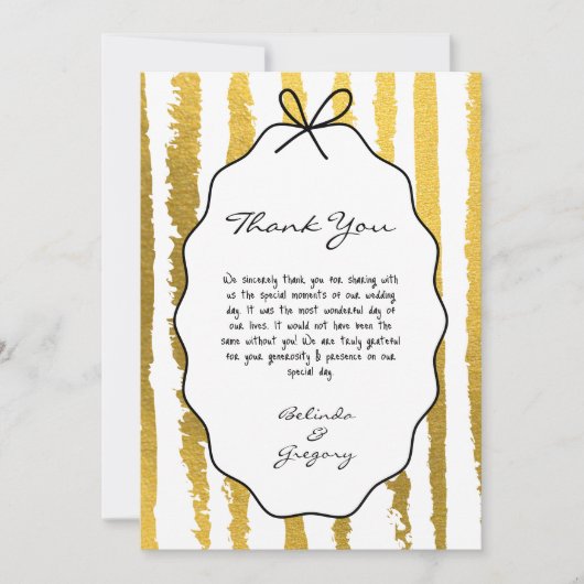 Whimsical Stripes Handwritten Painted Wedding  Bedankkaart (Voorkant)