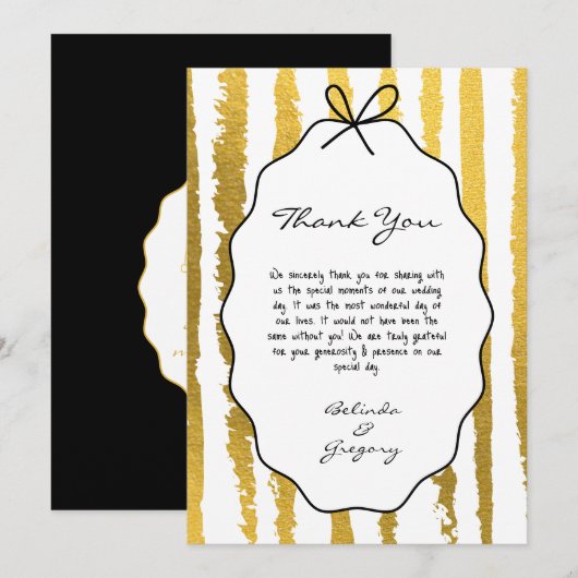 Whimsical Stripes Handwritten Painted Wedding Bedankkaart (Voorkant / Achterkant)