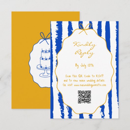 Whimsical Stripes Handwritten Painted Wedding  Informatiekaartje (Voorkant / Achterkant)