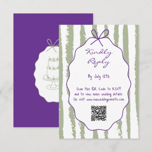 Whimsical Stripes Handwritten Painted Wedding Informatiekaartje (Voorkant / Achterkant)