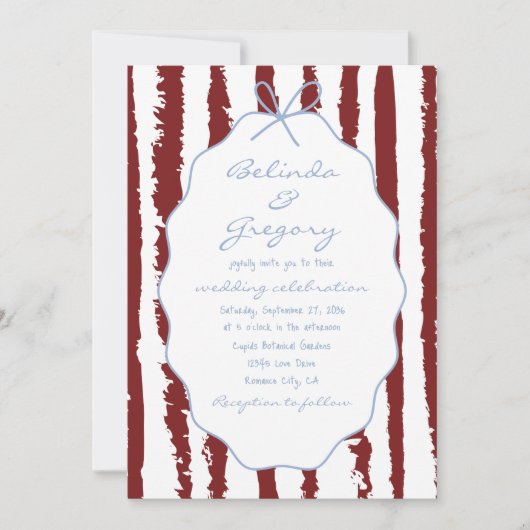 Whimsical Stripes Handwritten Painted Wedding  Kaart (Voorkant)