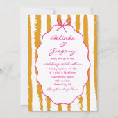 Whimsical Stripes Handwritten Painted Wedding  Kaart (Voorkant)