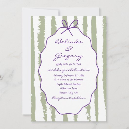 Whimsical Stripes Handwritten Painted Wedding Kaart (Voorkant)