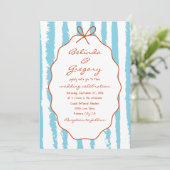 Whimsical Stripes Handwritten Painted Wedding  Kaart (Staand voorkant)