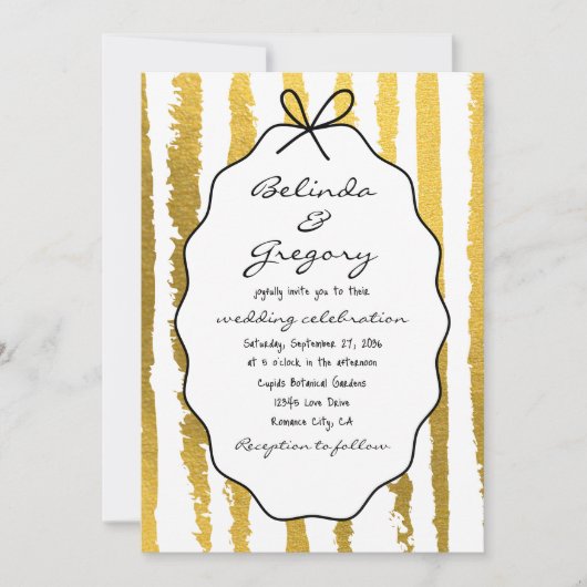 Whimsical Stripes Handwritten Painted Wedding  Kaart (Voorkant)