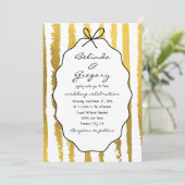 Whimsical Stripes Handwritten Painted Wedding  Kaart (Staand voorkant)