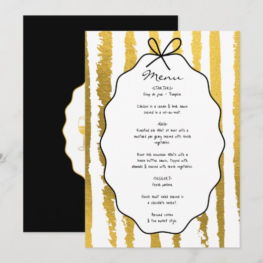 Whimsical Stripes Handwritten Painted Wedding  Menu (Voorkant / Achterkant)