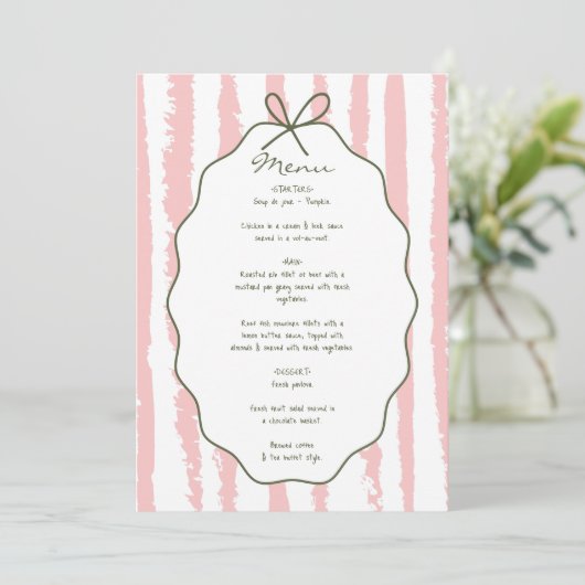 Whimsical Stripes Handwritten Painted Wedding  Menu (Staand voorkant)