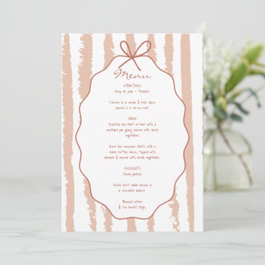 Whimsical Stripes Handwritten Painted Wedding  Menu (Staand voorkant)