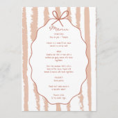 Whimsical Stripes Handwritten Painted Wedding  Menu (Voorkant)