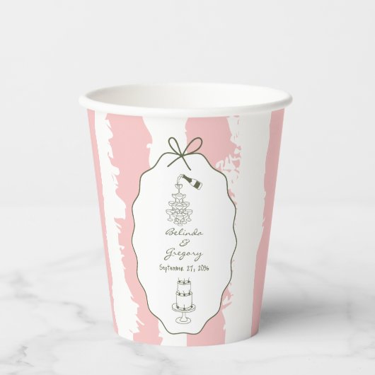 Whimsical Stripes Handwritten Painted Wedding  Papieren Bekers (Voorkant)