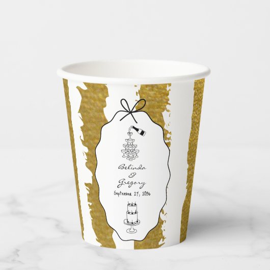 Whimsical Stripes Handwritten Painted Wedding  Papieren Bekers (Voorkant)
